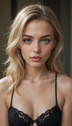 Most beautyfull Woman in the world with blond hair Fantasy Stil, petite with perfekt round medium titts, perfect symmetric sexy face