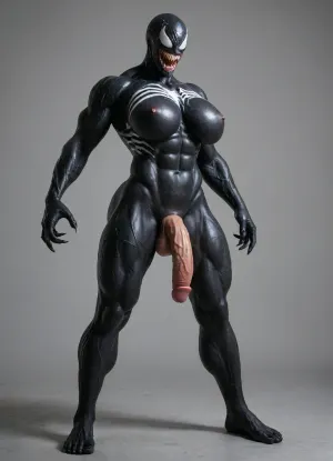 Hyperrealistic art, venom is a purple character with a large mouth, venom symbiote, 8 k cg render, venom, carnage, symbiote, 8k render, hyperreal highly detailed 8 k, 8 k high detail concept art, huge big breasts, hyper real render, 3 d render character art 8 k, 8k octane render, 8 k octane render, high detail 8 k render . Extremely high-resolution details, photographic, realism pushed to extreme, fine texture, incredibly lifelike, erect-futa, erect-penis, woman, testicles, erection, uberfit, muscular, <lora:She-Venom-FFusion.LORA:1.3>, <lora:SDXLlora13ErFut:1.2>, <lora:uberfit_lora_sdxl:1.1>