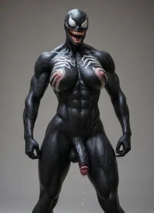 Hyperrealistic art, venom is a purple character with a large mouth, venom symbiote, 8 k cg render, venom, carnage, symbiote, 8k render, hyperreal highly detailed 8 k, 8 k high detail concept art, huge big breasts, hyper real render, 3 d render character art 8 k, 8k octane render, 8 k octane render, high detail 8 k render . Extremely high-resolution details, photographic, realism pushed to extreme, fine texture, incredibly lifelike, erect-futa, erect-penis, woman, testicles, erection, uberfit muscular, huge cumshot, <lora:She-Venom-FFusion.LORA:2>, <lora:SDXLlora13ErFut:2>, <lora:uberfit_lora_sdxl:2>