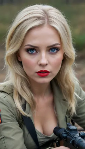 Russian sniper woman od II World.Wr, Full Body, Full view, blonde hair, Blue eyes, red lip stock, Glamour make-up, on battlefield, fucked by german soldier, lyingfloor, <lora:xl_more_art-full_v1:.8>
