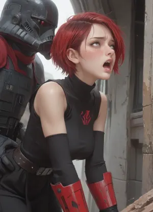 ((anime style)), (Thick outline:1.4), ((Cartoon Style:1)), ((Hentai)), (seen from the side), Star Wars, on a spaceship, slim girl in space uniform, slender, petite, black-and-red dyed pixie cut hair, very low large breasts, freckles, gorgeous slut getting fucked by Darth Vader Vaginal sex, getting fucked from behind, doggystyle fucking, a big Darth Vader, large penis, (body shaking orgasm, screaming orgasm, grinning), score_9, score_8_up, score_7_up, score_6_up, style anime, inspired illustration, oda, non, front view, <lora:outline_xl_kohaku_delta_spv5x:1.9>, <lora:cartoon_stickers_xl_v1:.5>, <lora:AshMilkshake_Illustrious_v1:1.1>, <lora:NEOTOKIOXL_0.2_RC:.5>, <lora:Ppolar-P3v1-NbVp10:.8>