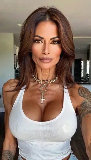 POV lapdance, white tee and jeans, ((old, 50yo)), handcuffed, choker, tattoos, sexy neck, ((old brown hair mom woman)), (tan skin), (skinny muscle), (beautiful Mexican instagram model face), (fit body), very beautiful, perfect skinny body, perfect face, looking at the camera, perfect eyes, (skinny fit), pretty, snub-nosed, long hair, 4ng3l, face, bmbplora, <lora:clothed_small:1.8>, <lora:SDXL_BetterFaces-LoRA_v1:.8>, <lora:bimboxl_02:.8>