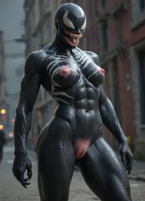 venom, vespid, clothes, <lora:checkpoint-e36_s324:.8>, female, big tits, athletic body, pink pussy