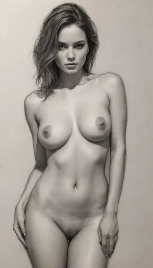 1girl, solo, sexy pose, nude, monochrome, (Pencil_Sketch:1.2), messy, lines, greyscale, traditional, media, sketch, unfinished, hatching, (texture), <lora:Anime_Sketch_SDXL:2>