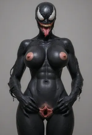 Hyperrealistic art, venom is a purple character with a large mouth, venom symbiote, 8 k cg render, venom, carnage, symbiote, 8k render, hyperreal highly detailed 8 k, 8 k high detail concept art, huge big breasts, hyper real render, 3 d render character art 8 k, 8k octane render, 8 k octane render, high detail 8 k render . Extremely high-resolution details, photographic, realism pushed to extreme, fine texture, incredibly lifelike, Huge breasts, very tall, spread pussy lips, <lora:She-Venom-FFusion.LORA:1.2>