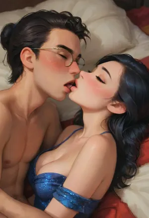 (dynamic pov close up), (round face), Asian prom date fucked so hard she won't be able to walk straight., (Passionate sex laying side by side:1.8), Screaming., (wearing shiny Blue satin prom gown:1.2), . lipstick and eyeliner. Glasses. One man. Creampie., (impregnated), Breedable. Mutual orgasm., (Long black hair in fancy updo), makeup. Asian4you girl next door pornstar Nancy Ho . Perfectfingers, (j_cartoon:1.5), Drawing, Breckie Hill, <lora:detailed_notrigger:1>, <lora:samdoesarts1.1-000030:.4>, <lora:J_cartoon:.3>, <lora:Animated_Concept:.4>