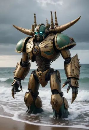 Mechanical goleaf warhammer 40000, comes out of the ocean
