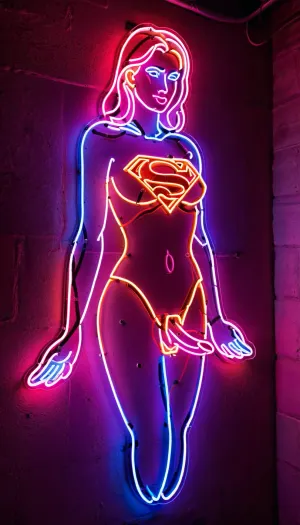 PENeonSign, neon sign, glowing, (outline form:1.1), multicolor neon sign depicting supergirl, erect penis, large scrotum, futanari, <lora:PE_NeonSignStyle:.9>, erect-futa, erect-penis, erection, <lora:SDXLlora13ErFut:.5>, <lora:xpenis-1.5e:.3>