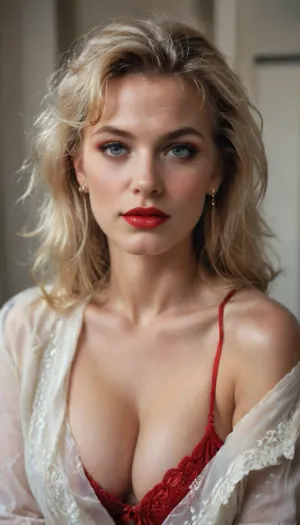 super sexy Jaina Proudmoore, incredibly sexy, cleavage, red lips, makeup g string, lace, posing sexy, 80s_glamour_shots, hyper realistic photo, <lora:add-detail-xl:1.2>, <lora:80s_Glamour_Shots:1.4>, <lora:real-humans-PublicPrompts:1.6>, perfecteyes, <lora:lora-sdxl-perfect-eyes:.8>