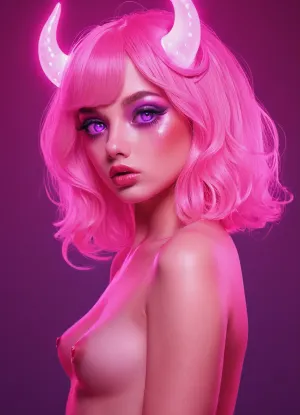 Side view. girl Hot pink, deep purple, witchy, Unsettling, tiny little t33n girl, sex mantra, sex demon, illusive, ominous, evil, demonic, devil, whore, deceitful, horror, pure fear, terror, scary, demons, unknown, hallucinations, young, 22yearold, rogue, fantasy, terrifying, Perfect ai, ideal, iconic, masterpiece, perfect AI gen, the best photo ever, alphabet, small, Trfut, flac-futa, flac-penis, photo, artwork, (unusual, pupils), (glowing, eyes), (magic), holography, <lora:SDXLlora4flFut-000014:2>, <lora:Soft_Pastel_Anime:2>, <lora:EnvyPastelAnimeXL01:2>, <lora:Holography:2>, <lora:Pink_Lips:2>