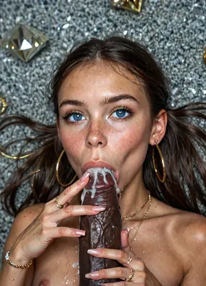 detailed and infocus face, (beautiful petite female much younger than 18 years old:1.7), (cum explosion from nose:1.1), (cum explosion:1.2), (very petite brunette:1.6), (micro body:1.4), very delailed eyes, big expressive eyes, wide open eyes, (slutty face:1.2), eye contact, facing viewer, hdr, blush, wet skin, sweaty, (very slim:1.4), (flat chest:1.4), male pov, blowjob, (deep black cock oral penetration:1.7), (twin pony tails black hair:1.4), ejaculating, cum, grabing head, big cock, extremely big cock, from above, extremely beautiful, extremely, perfect face, perfect skin, long eyelashes, thick eyelashes, (side view:1.3), shiny pink lip gloss, (gold hoop earrings:1.5), big lips, looking at viewer, naked, (very light blue eyes:1.3), (perfect manicured very long polish nails:1.6), (close-up to nails:1), (silver longest necklaces), silver choker, ((((she wear lots of silver and diamonds rings in every finger:1.8)))), skin tight, flirty, dimorphic feminine face, eyeshadow, close up, UHD, 8k wallpaper, (maximum quality:1.5), (ultra high resolution:1.7), ((dark erected nipples slip:1.4)), ((very dark aerola:1.4)), ((very dark very long thick huge nipples:1.4)), (masterpiece:1.2), award winning photo, (huge cum is flowing from lips:1.5), (Extreme:1.5), (insanely detailed:1.9), (realism:1), (realistic:1.7), (hdr:1.4), hyper-detailed realistic body, hyper-detailed realistic face, (warm ambient light:.5), (dark shadows:1.4), hyperrealistic, 8K, BadX, porn photoshoot, detailed skin, on the roof, steam, blushing, DETAILED background, spectacular lighting, (eyes wide open in pleasure:1.48), (pleasing expression:1.44), (shy:1.4), UHD 8K, (full body photograph:1.12), (huge dick:1.3), (creamy deep deepthroat:1.5), (extreme oral sex:1.5), (huge veiny black dick:1.3), (cum:1.8), professional photograph shot on kodak, 35mm photo, sharp focus, high budget, cinemascope, 100 mm lens, 1/250 s, f/2.8, ISO 300, but, <lora:detailed_notrigger:1>, <lora:LCMTurboMix_Euler_A_fix:.4>, <lora:photorealistic_portrait_notrigger:1>, <lora:BUT_SDXL_SHS:1.2>