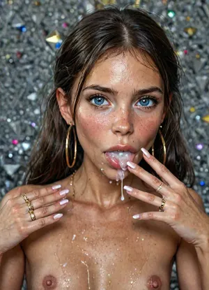 detailed and infocus face, (beautiful petite female much younger than 18 years old:1.7), (cum explosion from nose:1.1), (cum explosion:1.2), (very petite brunette:1.6), (micro body:1.4), very delailed eyes, big expressive eyes, wide open eyes, (slutty face:1.2), eye contact, facing viewer, hdr, blush, wet skin, sweaty, (very slim:1.4), (flat chest:1.4), male pov, blowjob, (deep black cock oral penetration:1.7), (twin pony tails black hair:1.4), ejaculating, cum, grabing head, big cock, extremely big cock, from above, extremely beautiful, extremely, perfect face, perfect skin, long eyelashes, thick eyelashes, (side view:1.3), shiny pink lip gloss, (gold hoop earrings:1.5), big lips, looking at viewer, naked, (very light blue eyes:1.3), (perfect manicured very long polish nails:1.6), (close-up to nails:1), (silver longest necklaces), silver choker, ((((she wear lots of silver and diamonds rings in every finger:1.8)))), skin tight, flirty, dimorphic feminine face, eyeshadow, close up, UHD, 8k wallpaper, (maximum quality:1.5), (ultra high resolution:1.7), ((dark erected nipples slip:1.4)), ((very dark aerola:1.4)), ((very dark very long thick huge nipples:1.4)), (masterpiece:1.2), award winning photo, (huge cum is flowing from lips:1.5), (Extreme:1.5), (insanely detailed:1.9), (realism:1), (realistic:1.7), (hdr:1.4), hyper-detailed realistic body, hyper-detailed realistic face, (warm ambient light:.5), (dark shadows:1.4), hyperrealistic, 8K, BadX, porn photoshoot, detailed skin, on the roof, steam, blushing, DETAILED background, spectacular lighting, (eyes wide open in pleasure:1.48), (pleasing expression:1.44), (shy:1.4), UHD 8K, (full body photograph:1.12), (huge dick:1.3), (creamy deep deepthroat:1.5), (extreme oral sex:1.5), (huge veiny black dick:1.3), (cum:1.8), professional photograph shot on kodak, 35mm photo, sharp focus, high budget, cinemascope, 100 mm lens, 1/250 s, f/2.8, ISO 300, but, <lora:detailed_notrigger:1>, <lora:LCMTurboMix_Euler_A_fix:.4>, <lora:photorealistic_portrait_notrigger:1>, <lora:BUT_SDXL_SHS:1.2>