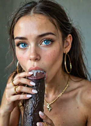 detailed and infocus face, (beautiful petite female much younger than 18 years old:1.7), (cum explosion from nose:1.1), (cum explosion:1.2), (very petite brunette:1.6), (micro body:1.4), very delailed eyes, big expressive eyes, wide open eyes, (slutty face:1.2), eye contact, facing viewer, hdr, blush, wet skin, sweaty, (very slim:1.4), (flat chest:1.4), male pov, blowjob, (deep black cock oral penetration:1.7), (twin pony tails black hair:1.4), ejaculating, cum, grabing head, big cock, extremely big cock, from above, extremely beautiful, extremely, perfect face, perfect skin, long eyelashes, thick eyelashes, (side view:1.3), shiny pink lip gloss, (gold hoop earrings:1.5), big lips, looking at viewer, naked, (very light blue eyes:1.3), (perfect manicured very long polish nails:1.6), (close-up to nails:1), (silver longest necklaces), silver choker, ((((she wear lots of silver and diamonds rings in every finger:1.8)))), skin tight, flirty, dimorphic feminine face, eyeshadow, close up, UHD, 8k wallpaper, (maximum quality:1.5), (ultra high resolution:1.7), ((dark erected nipples slip:1.4)), ((very dark aerola:1.4)), ((very dark very long thick huge nipples:1.4)), (masterpiece:1.2), award winning photo, (huge cum is flowing from lips:1.5), (Extreme:1.5), (insanely detailed:1.9), (realism:1), (realistic:1.7), (hdr:1.4), hyper-detailed realistic body, hyper-detailed realistic face, (warm ambient light:.5), (dark shadows:1.4), hyperrealistic, 8K, BadX, porn photoshoot, detailed skin, on the roof, steam, blushing, DETAILED background, spectacular lighting, (eyes wide open in pleasure:1.48), (pleasing expression:1.44), (shy:1.4), UHD 8K, (full body photograph:1.12), (huge dick:1.3), (creamy deep deepthroat:1.5), (extreme oral sex:1.5), (huge veiny black dick:1.3), (cum:1.8), professional photograph shot on kodak, 35mm photo, sharp focus, high budget, cinemascope, 100 mm lens, 1/250 s, f/2.8, ISO 300, but, <lora:detailed_notrigger:1>, <lora:LCMTurboMix_Euler_A_fix:.4>, <lora:BUT_SDXL_SHS:1.2>