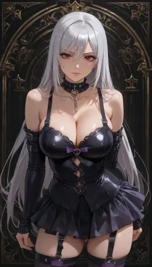 Moka Akashiya from Rosario + Vampire, (vampire mod, silver hair)
