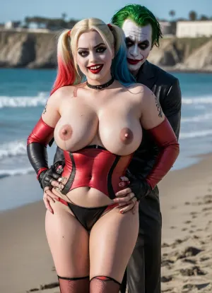 (8K resolution), ((people touched detailed)), (((adult movied sapphic therapy performing, body the position, babe enormous plumped pouring breast, fuckfriend Joker's Harley Quinn skin costume, massive fucked pussy and glamorous butt, hourglass body, touch jobbing, interracial gangbang bimbo perform reinvent escort makeup))), ((wetting by sea with orgy characters between hand fucking man in mouth job, wear heel and net bikini. The day, lighting HDR+, full body visibly)), (tattoos cover wrought body, detailed), ((public beach on porned seaside))