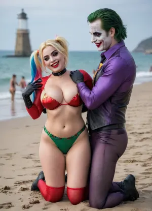 (8K resolution), ((people touched detailed)), (((adult movied sapphic therapy performing, body the position, babe enormous plumped pouring breast, friend fucking of Joker Harley Quinn skin costume, massive fucked pussy and glamorous butt, hourglass body, touch jobbing, Joker gangbang bimbo perform reinvent escort makeup))), ((wetting by sea with orgy characters between hand fucking man in mouth job, wear heel and net bikini. The day, lighting HDR+, full body visibly)), (tattoos cover wrought body, detailed), ((public beach on porned seaside))
