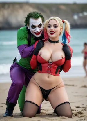 (8K resolution), ((people touched detailed)), (((adult movied straight therapy performing, body the position, babe enormous plumped pouring breast, friend fucking of Joker Harley Quinn skin costume, massive fucked pussy and glamorous butt, hourglass body, touch jobbing, interracial gangbang bimbo perform reinvent escort makeup))), ((wetting by sea with orgy characters between hand fucking man in mouth job, wear heel and net bikini. The day, lighting HDR+, full body visibly)), (tattoos cover wrought body, detailed), ((public beach on porned seaside))