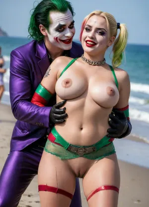 (8K resolution), ((people touched detailed)), (((adult sapphic movied sex performing, body the position, babe enormous plumped pouring breast, girlfriend fucked of Joker Harley Quinn skin costume, massive fucked pussy and glamorous butt, hourglass body, touch jobbing, Joker gangbang bimbo perform reinvent escort makeup))), ((wetting by sea with orgy characters between hand fucking man in mouth job, wear heel and net bikini. The day, lighting HDR+, full body visibly)), (tattoos cover wrought body, detailed), ((public beach on porned seaside))