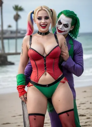 (8K resolution), ((people touched detailed)), (((adult sapphic movied therapy-performing, body the position, babe enormous plumped pouring breast, girlfriend sex of Joker Harley Quinn skin costume, massive fucked pussy and glamorous butt, hourglass body, touch jobbing, Joker gangbang bimbo perform reinvent escort makeup))), ((wetting by sea with orgy characters between hand fucking man in mouth job, wear heel and net bikini. The day, lighting HDR+, full body visibly)), (tattoos cover wrought body, detailed), ((public beach on porned seaside))