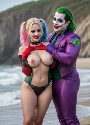 (8K resolution), ((people touched detailed)), (((adult sapphic movied therapy-performing, body the position, babe enormous plumped pouring breast, girlfriend sex of Joker Harley Quinn skin costume, massive fucked pussy and glamorous butt, hourglass body, touch jobbing, Joker gangbang bimbo perform reinvent escort makeup))), ((wetting by sea with orgy characters between hand fucking man in mouth job, wear heel and net bikini. The day, lighting HDR+, full body visibly)), (tattoos cover wrought body, detailed), ((public beach on porned seaside))