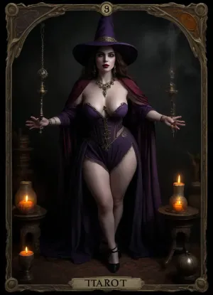 Tarot legendary card. Detailed decorated golden frame., (Five golden star rating), .
50 years old, ((pale white)), housewife, Classy, thick booty, (curvy waist:1.2), (chubby:1.3), sexy thick legs, thick arms, saggy natural tits 32b, wavy brunette hair, black eye shadow, Dark Purple lipstick, Glossy oiled face & body, dark purple amethyst pentacle necklace, dark purple amethyst wedding ring, slutty smirk, witch in black laces transparent dress, cleavage, small witch hat, High detail, excellent image quality, big meaningful blue eyes, long fake eyelashes, very big lips glossy red, color eyeliners, ultra heavy makeup, night, moonlight, black cat, Halloween pumpkin lantern, (tarot cards:1.9), ((Major Arcana Tarot cards)), ((The Fool)), ((text on card, The Fool)), candles, open red cloak, sapphire necklace, golden bracelets, reiq style, <lora:detailed_notrigger:.7>, <lora:dark:.8>