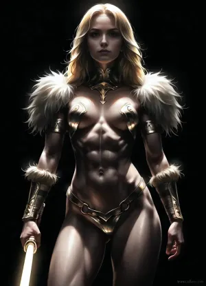anime. view comes closer showing, ((Dark Fantasy anime:1)), one viking warrior female, (performing sworddance), tall blondes, background is a dark battlefield with an army of blonde bimbos amazons, flat, chest, big, breasts, huge, gigantic, small hips, slim thighs, flat belly, muscular, female, arms, extra, abs soldiers in background close in, realistic water, Dark atmosphere, lowra, (photorealistic drawing), UHD, <lora:Venus_Body_Alpha:.5>, <lora:dark:.8>