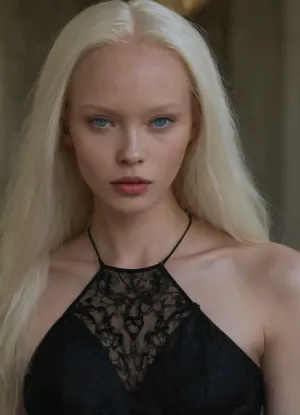 Asia african supermodel with blue-eyes, albino