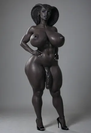 1 person, (anthropomorphic thick female cobra:1.3), beautiful face, Natural Breasts
Huge boobsultra sexy cobra futa general, bigger cobra futa general, bigger lips, thicker lips, saggy breasts, fat strong penis, bigger breasts, high heels, milf, cobra woman standing, bounce line, gigantic saggy breasts, dark shiny skin, huge hips, massive breasts, (big puffy long black nipples), breasts reach midsection, voluptuous body, (naked), high detail, ultrarealism, photorealism, 30mm lens, ISO 100, (ultra high quality), 8k, extremely detailed picture, hyper realistic, HDR, extreme detailed, octane render, (extremely detailed photorealistic body:1.2), photorealistic, hyperdetailed, realistic, hyperrealism, professional photograpy, cinematic photography, (beautiful face:1.1), (beautiful cobra woman:1.9), detailed great face, (Great cobra body features:2), cheeky face expression, (smooth high textured black skin:1.6), (realistic sweat:1.9), (total black obsidian-colored skin:1.9), hairy pussy, (thick black lips), big face, toned stomach, hard nipples, hyper waist, thick thighs, phat thighs, sexy thighs, tight ass, bubble butt, (Best Quality), (photorealistic), (hyperrealistic), intricate details, profesionalphotograpy, hdr, cinematicphotography, real woman human face, 32k, (hyper big tits:1.2), (wide hips:1.1), (thick thights), (hyper big round butt:1.2), (eye shadows), thick body, pawg girl, seductive face, bad, anatomy, hands, feet, flat, chest, big, breasts, huge, gigantic, small, hips, thighs, wide, thick, plump, belly, female, arms, extra, abs, uberfit, muscular, athletic, futacock, erect-futa, erect-penis, woman, testicles, erection, <lora:badanatomy_SDXL_negative_LORA_SeaArtXL_v1:.6>, <lora:Venus_Body_Alpha:.8>, <lora:uberfit_lora_sdxl:2>, <lora:FutaCockXL:2>, <lora:SDXLlora13ErFut:2>
