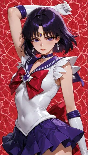 (((FIlipina Purple Sailor Saturn))), 1girl, bangs, circlet, jewelry, earrings, choker, sailor, senshi, uniform, red, bow, white, gloves, elbow, <lora:LCMTurboMix_Euler_A_fix:1.2>, <lora:セーラームーン Sailor Moon  (Pretty Soldier Sailor Moon)_XL:2>