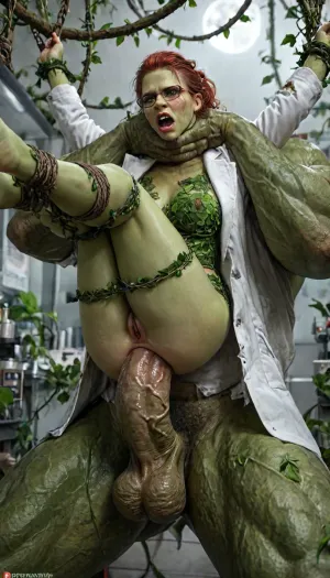 Poison ivy, (fucked in the ass by giant plant cock), . She is wearing glasses and lab coat. She is in a laboratory. Yelling, (angry face:1.1), (wrists and ankles bound by vines), torn clothes, torn green tights, one black office heal, (green skin:1.3), green pussy, green hands, green Feet, (bright red hair), cum leaking from asshole, e, shot with a Leica M10 Summilux 50mm f/1.4, ultra-photorealistic, lifelike colors, Uber realistic, ultra detailed, arched back, detailxl, 35mm photograph, film, ((Hyper realistic)), (ultra HD image), 8k, super high quality, super high resolution, extremely detailed, perfect face, perfect eyes, ((crying alot:1.165)), extremely shy, 1 girl, 8 old men, ((gangbang_rape, doubleanal_rape, arms_behind_head, nsfw:1.24)), ((hogtied, bound with large chains, tied to a torture van:1.18)), (Torture, defiling, sadism:1.12), ((5 dirty old fat men gangrape girl:1.5)), ((view from the side)), ((brutal sex:1.3)), ((extremely rough pounding)), ((forceful)), (in a bloody field after a battle, white full moon in the sky:1.4), (man is choking her from behind:1.6), ((hogtied, bound with large chains, tied to a torture table:1.18)), ((((12 giant african muscular men:1.4)), (opening wide her little mouth:1.5), (interracial sex), ((anal fuck 1.5)), (big white cocks, muscular white old men gangbang, 6 large muscular old men, gargantuan old men cocks, anal sex expansion, large hyper muscular old men men, old men group sex gangbang, (old men gangbang sex), swollen white veiny cocks), (5 ugly fat old satanistic brute thugs black:1.5), (ugly, terrifying, (ogre), male), (rear side view:1.1), (size difference:3.3), (double anal penetration), hardcore double penetration, (anal spit roast:1.12), (large massive cock in mouth:1.12), deep anal penetration, (very high view:1.12), many men filming her with cellphones laughing, anal sex expansion, large hyper muscular fat old men, (double anal sex), (double anal penetration:1.4), proper physics, muscular white old men double anal gangbang)), (forceful penetrations), extremely graphic, shocked expression, beautiful hands, massive cum in ass, (eyes wide open in horror:1.72), (wide mouth spreader:1.8), (pleading expression:1.56), (terrified:1.48), (crying:1.165), (fear and panic:1.56), (pulled nipple clamps:1.4), (anal spit roast:1.12), (large massive cock in mouth:1.12), deep anal penetration, (very low view:1.7), (dynamic pose), (dynamic angle), (random view angle:1), (random pose:1.12), (dynamic view), (random view:1.12), cinematic_lighting, blush, ((hogtied, bound with large chains:1.3)), (wide mouth spreader:1.24), (Torture, defiling, sadism:1.18), bound in a torture chamber, <lora:LCMTurboMix_Euler_A_fix:2>, <lora:JuggerCineXL2:2>, <lora:detailed_notrigger:2>, <lora:photorealistic_portrait_notrigger:2>, <lora:CinematicStyle_v1:2>