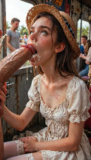(cum explosion from nose:1.64), (cum explosion from mouth:1.85), random sex scene, rapefantasy, Rating_explicit, (score_9, score_8_up, score_7_up, source_bdsmrape:1.12), close up, detailed and infocus face, masterpiece, (perfect lighting:1.4), (skinny:1.4), (ultra detailed face:1.4), (ultra high detailed outfit:1.4), 8k, (high resolution:1.4), (huge dick:2.8), (whip marks:1.5), (whipped tits:1.6), ring gag, (open mouth gag:1.55), (irrumatio:1.6), (6 identical triplet girls, exactly look alike same:1.3), ((analrape spitroast)), ((large cock in mouth:1.12)), (cum explosion from mouth:1.125), (source_bdsmrape:1.48), (hyper massive cock:1.2), of the beast is to big for her little mouth, impossible fit in mouth, looking up, (trying to fit in her mouth the massive cock:1.12), (Tears:2), (bukkake:1.12), (handjob:1.5), above view, cum in mouth, cum on forehead, cum on cheeks, porn photoshoot, (huge dick), (creamy deep deepthroat:1.12), (extreme oral sex:1.4), (huge massive white dick:1.4), (cum), (hands holding hair), (huge dick:1.4), (bukakke), (cum in face, cum on body), (covered in cum), (excessive cum:1.12), (cum on face), (cum on body), (Cum in hair), photorealistic cum, thin runny cum, thick chunky cum bukkake, unwanted bukkake, 4boys, 5boys, 6+boys, multiple black men, Transparent Liquid, gangbang, orgy, penis, cum, cumbath, Create a photorealistic, high-resolution scene set in the late 19th-century Wild West. Inside a stinky dusty and very crowded vintage train carriage, a sweaty but elegant 22 years old adult woman sits by the window, blue eyes, white stockings, narrow butt hips, a glance to the side, open mouth, beautiful grey gown, (sitting in a carriage with her legs spread and the hem of her dress lifted), (white panties and stockings are visible), dressed in a delicate, pastel pink dress typical of the era, oversized elegant straw hat, Her expression is calm and hopeful as she gazes out the window, In stark contrast to her delicate appearance, (the rest of the carriage is filled with rugged and rough passengers:1.5), like trappers and hardened revolver heroes, creating a vivid juxtaposition, (surrounded by rough unkempt men:1.4), The interior details should highlight the contrast between the innocence of the young woman and the roughness of the other passengers. The scene should be rich in detail, focusing on the textures of her clothing, the elegance of her accessories, and the dynamic atmosphere inside the train, (maximum detail), (super realistic photo:1.4), cloudy, smoke, atmospheric, clouds, fog, loemba, blueche, (with, blushing, cheeks:1), covche, covering, her, cheek, with, right, hand, covmou, mouth, looking, embarrassed, from, below, shoes, delicate, detailed, eyes, (silk with lace white panties and stockings are visible), woman, ladydim, victorian, fcNeg
lora, detailed_notrigger, .7>, <lora:MJ52:.8>, <lora:sd_xl_turbo_lora_v1-64dim:2>, <lora:futureistic_fantasy_anime_sdxl_v1:2>, <lora:Incase_Style__SDXL:2>, <lora:3ll3f4nning:2>