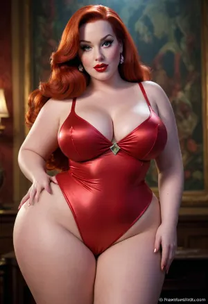 short fat ssbbw cartoon character jessica rabbit, from who framed roger rabbit, full body image