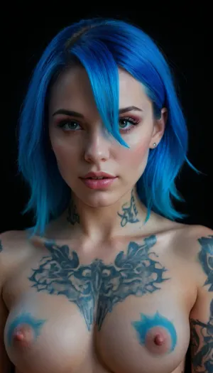 pornworks best of the best masterpiece sex with fluorescence effects and blacklight and uv lights, glowing tattoos, glowing blue hair, stunning photography, hyper realistic details, from another universe another dimension and another timer photography