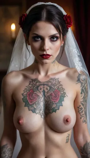 Naked tattooed vampire bride.