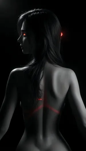 (masterpiece, best quality, photorealistic), ((monochrome:1.6)), ((black and white only:1.5)), soft firelight, heavy sweat in the air woman on all fours, ((back arched hard:1.5)), head swung back over her shoulder, long hair wild and damp, ((red glowing eyes locked on viewer:1.4)), face soaked with cum, lips parted mid-breath his cock driving into her from behind, thick, dripping, her cunt stretched wide and wet, fluids trailing between thighs camera focused at low rear angle, highlighting the arch, hair whip, and glowing stare, ((selective color, red)), <lora:ral-chrosc-bw:1>, <lora:dark:.8>, loemba, blueche, (with, blushing, cheeks:1), covche, covering, her, cheek, with, right, hand, covmou, mouth, looking, embarrassed, <lora:EmbarrassedBlushing.1.0:.8>