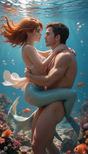 Хентай mermaid, underwater sex, bubbles and fish