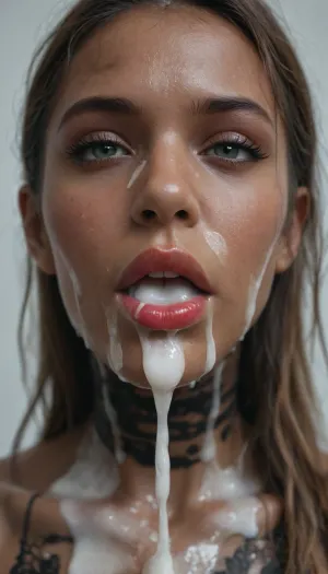 very detailed, thick wet white penis, with only one black skin, ((black skin:1.8)), woman, face only, beautiful penis, interracial, close up, random poses, super close up view, sweet, mouth wide Open, wet full lips, close up beautiful lips, wet sexy lips, Red lipstick, sloppy, dripping lips, (excessive cum:1.8), cum in mouth, cum on face, close up penis, UHD, 4k, 8k, ultra quality, ultra detailed
