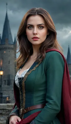 woman, Ana de Armas as Van helsing vampire hunter, detailed face, detailed eyes, Elegant detailed clothing, Castle dracula in the background, digital painting, digital illustration, extreme detail, digital art, 4k, ultra hd, complex, eldritch, thunderstorm, twilight, mysterious, ominous, beautiful watercolor painting, realistic, detailed, painting by olga shvartsur, svetlana novikova, fine art, soft watercolor, trending on artstation, zbrush central, octane render, rendered in blender, deviantart, green, eyes, blue, brown, perfecteyes, <lora:PerfectEyesXL:.8>