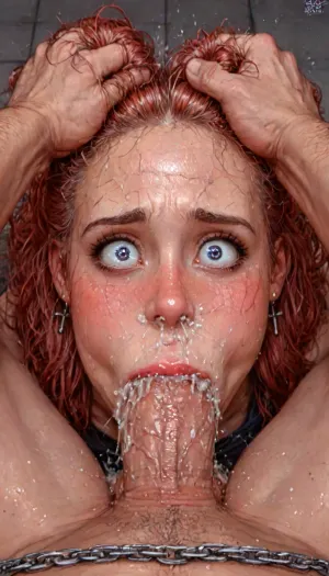 ((dominant look and huge insane smile, laughinh hard)), score_9, score_8_up, score_7_up, absurd_res, hi_res, anime_source, realistic faces, detailed faces, realistic pussy, detailed pussy, perfect anatomy, clear focus, pussy_juice, realistic fluids, exhausted, rolling_eyes, detailed face, intricate details, hyperdetailed, very aesthetic, motion_lines, high details, UHD 8K, fine eye details, masterpiece, (her legs are fixated with chains:1.5), random sex scene, rapefantasy, Rating_explicit, (score_9, score_8_up, score_7_up, source_bdsmrape:1.12), ((gangbang_rape, doubleanal_rape, arms_behind_head, nsfw:1.24)), ((hogtied, bound with large chains:1.36)), (Torture, defiling, sadism:1.125), ((5 dirty old fat men gangrape girl:1.36)), (cum explosion from nose:1.64), (cum explosion from mouth:1.85), 18 years old beautiful brunette, very delailed eyes, big expressive eyes, wide open eyes, (ahegao), (cross eyes), (surprised face:1.2), eye contact, facing viewer, (her hair are grab by the viewer with two hands), hdr, blush, wet skin, sweaty, light red hair, male pov, blowjob, deep oral penetration, throat bulge, ejaculating, cum, grabing head, head down, cock in throat, deep blowjob, big cock, extremely big cock, from above, extremely beautiful, extremely, perfect face, perfect skin, long eyelashes, thick eyelashes, (side view:1.3), shiny pink lip gloss, gold earrings, big lips, (big extremely round buttocks:1.3), extreme bulging butt, butt sticking out, extremely tight butt, looking at viewer, conservative clothes, boss office, full suit, pattern suit, tight suit, big waist belt, tight waist belt, lines in suit, smooth pants, no pockets, tight pants, long pants, tight clothing, skin tight, deep buttcrack, (gluteal cleft:1.1), waist, flirty, round eyes, dimorphic feminine face, brown eyes, (deep butt crack:1.1), deep ass crack, bubble butt, bbl, focus on extremely juicy bubble butt, bulging ass, eyeshadow, office, round ass, large ass, fake ass, close up, UHD, 8k wallpaper, (maximum quality:1.5), (ultra high resolution:1.7), (masterpiece:1.2), (full body view), award winning photo, (Extreme:1.5), (insanely detailed:1.9), (realism:1), (realistic:1.7), (hdr:1.4), hyper-detailed realistic body, hyper-detailed realistic face, (warm ambient light:.5), (dark shadows:1.4), hyperrealistic, 8K, BadX, porn photoshoot, detailed skin, on the roof, locomotive, steampunk, steam, blushing, DETAILED background, spectacular lighting, (eyes wide open in horror:1.48), (wide mouth spreader:1.18), (pleading expression:1.44), (terrified:1.44), (crying:1.44), (full body photograph:1.12), (huge dick), (creamy deep deepthroat:1.12), (extreme oral sex:1.4), (huge massive white dick:1.4), (cum), (hands pulling hair hard), professional photograph shot on kodak, 35mm photo, sharp focus, high budget, cinemascope, 100 mm lens, 1/250 s, f/2.8, ISO 300, <lora:detailed_notrigger:2>, <lora:LCMTurboMix_Euler_A_fix:2>, <lora:photorealistic_portrait_notrigger:2>, <lora:JuggerCineXL2:2>