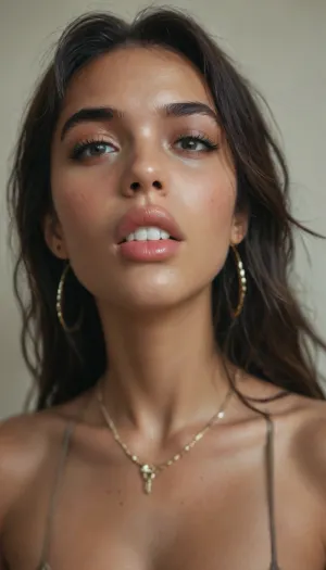 Brazilian woman, dark ebony, mixed race, Saliva, dripping, meaty lips, <lora:add-detail-xl:.8>, <lora:MJ52:.8>
