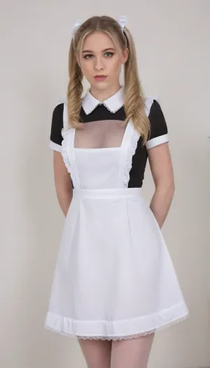 beautiful blonde 18 years old with ponytails woman, white bows, black dress, white apron, soviet school uniform, white lingerie, white shoes, high heels, Femboy model, blonde, pigtails, perfect breasts, angry and covered in cum, perfect penis, criminal lineup background white walls, suxl, M3L0DYM4RK5, MELODY-MARKS, Sch0llg1rl, American, European, Scandic, Canadian, uniform, <lora:suxl:.8>, <lora:M3L0DYM4RK5 [vvugot1905cc735fbp19f1]:1.8>, <lora:melody-marks-xl:2>, <lora:Schoolgirl:.8>