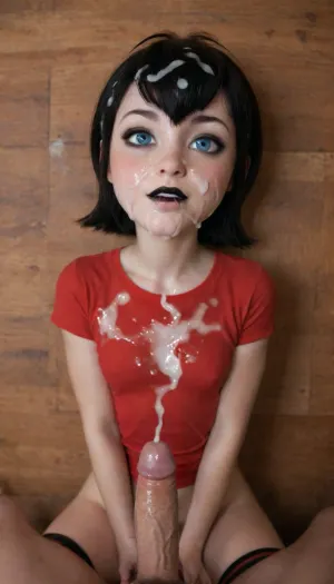 Mavis, first-person view, eyes crossed, wide-angle lens, small breasts, cum all over face, facial ejaculation, lying on the floor, hanjob, porn huge-horse-cock, (ultra HD quality, detailed), (blue eyes), (Hotel Transylvania), <lora:BodyLicious:1.1>, <lora:Mavis_Comic_Style-000002:.8>, 1 girl, short black hair, long socks, black makeup, black lips, nude, (Mavis, Hotel Transylvania), realistic cum, (cum on clothes:1.4), (cum stream:1.3), (cum on body:1.4), (cum on face:1.4), bukkake, ((clothes and body covered in cum)), beautiful face, (cum in hair:1.4), <lora:JustCum:.9>, <lora:cum_in_eye_deepmind:.9>
