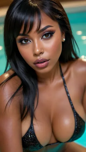 insanely detailed photo of a 28 years latin woman, (latin girl, medium hair with bangs, sexy, spread legs, long eyelashes, makeup:1.2), in a pool by night, (large ass:1.2), (tiny waist:1.2), ((curvy body)), latin woman, (nude), curvy, ((dark skin)), ((round face)), (((brown skin))), (((full lips))), black lipstick, ((closed mouth)), lipgloss, small cute nose, (((round breasts))), (((straight black hair))), (((oiled skin))), (detailed black eyes), (((slut makeup))), .
She don’t look the camera, nose with round ring, round earrings, background marijuana, (high resolution image), (perfect face), sexy, beauty, (ultra realistic:1.7), (maximum quality:1.5), (high resolution:1.7), (extreme detail:1.5), (ultra realism:1.6), 8k, he, photo was taken by Canon Eos, (maximum detailed skin:1.6), (((I was offended))), melanin, pussy, labia, clitoris, big, open, spread, closed, small, medium, large, long, shaved, pubic, hair, bad, lighting, bright, 1-alpha, .8>, <lora:BUT_SDXL_SHS:1.9>, <lora:melanin-XL:2>