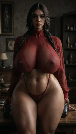 (Thicc Desi Busty Brown model in full sleeve see through sheer red top:1.5), (((voluptuous Busty thicc huge curvaceous Mommy body:1.3))), ((long straight hair braid, massive mommy saggy out naturals)), ((posing with two dildos in blue and purple on the side table)), (((massive mommy tits, wide toned hips))), massive mommy thighs, (((thicc belly chain waist:1.3))), ohwx, <lora:LCMTurboMix_Euler_A_fix:.8>, <lora:dark:.8>, <lora:VioletMyers_SDXL_v1-000005:.8>