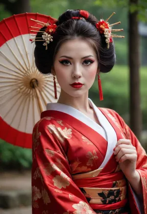 Czech Monika in slutty Geisha outfit