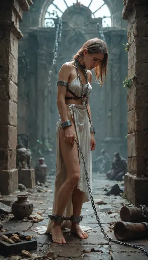 slave, chains, full body, crying