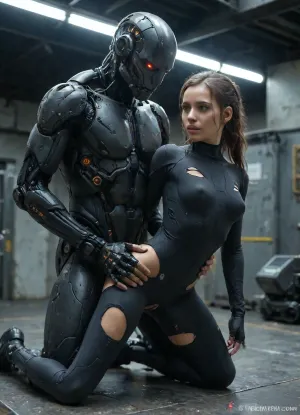 Star Wars Style, full body view, (40 years female spaceship captain:1.3), fucked rough by, (her personal humanoid male sex robot:1.4), doggystyle, (specialized sex robot is designed for perfect mechanical penetration:1.7), (perfect mechanical penis:1), shipyard, various perspectives, various futuristic Background details, intricate detail, highly detailed, breathtaking, panoramic, cinematic, (3D, Framed, Woman), Macabre, FRESHIDEAS, Real, Photography, 2#, cloudy, smoke, atmospheric, clouds, fog, anchespaceroom, Commando, Droid, 1girl, 1boy, android, cyborg, vaginal, augmentations, bodysuit, torn_uniform, small breasts, large_insertion, cum, machine_oil, metal_table, hideout, neon, cyberpunk, style, holotech, <lora:compb0t:1.9>, <lora:CyborgMechExosuit_v1.5:1.9>, <lora:sdxl_cyberpunk:1.9>, <lora:Holotech:1.9>