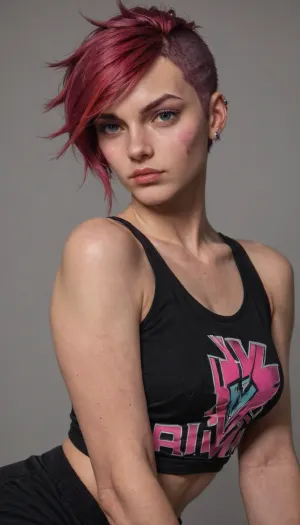 Photorealistic, realist, highly detailed, A realistic and detailed image of, (VI:1.5), (Arcane series), (League of Legends)