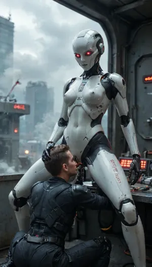 Star Wars Style, full body view, (40 years old captain of a spaceship in white uniform:1.3), fucked rough by, (her personal pink colored humanoid male sex robot:1.4), doggystyle, (specialized sex robot is designed for perfect mechanical penetration:1.7), (perfect mechanical penis:1), shipyard, various perspectives, various futuristic Background details, intricate detail, highly detailed, breathtaking, panoramic, cinematic, (3D, Framed, Woman), Macabre, FRESHIDEAS, Real, Photography, 2#, cloudy, smoke, atmospheric, clouds, fog, anchespaceroom, Commando, Droid, 1girl, 1boy, android, cyborg, vaginal, augmentations, bodysuit, torn_clothes, small breasts, large_insertion, cum, machine_oil, metal_table, hideout, neon, cyberpunk, style, <lora:compb0t:1.9>, <lora:CyborgMechExosuit_v1.5:1.9>, <lora:sdxl_cyberpunk:1.9>