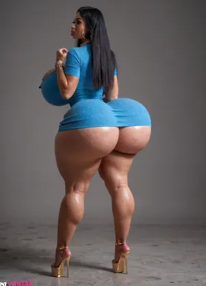 (masterpiece, best quality, ultra-detailed), fully body shot, at home, ((38 yo slut pornstar)), standing, back, (smiles), (bimbo huge breasts:1.2), (long hair:1.2), black hair, (makeup:1.1), very short tight dress, (((butt lift surgery, massive fake round ass, unnaturally plump ass))), (), ((hyper plump lips:1.3)), ((hyper lip fillers:1.5)), white bracelets, large white earrings, Beaded collar, 4ng3l, face, (bottomheavy:1.5), <lora:add-detail-xl:.8>, <lora:SDXL_BetterFaces-LoRA_v1:.8>, <lora:bottomheavy_v1_sdxl_LoRA:1>